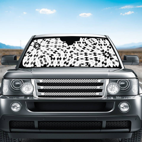 Image of Black And White Ethnic Print Auto Sun Shades