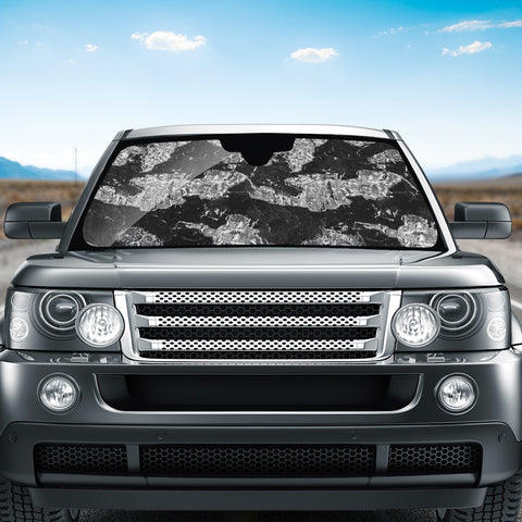 Image of Black And White Camouflage Texture Print Auto Sun Shades