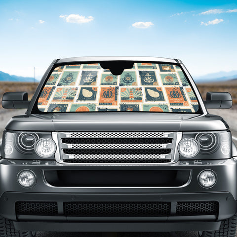 Image of Fancy Post Stamp Pattern Auto Sun Shades