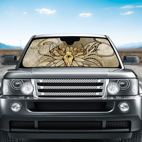Image of Skull With Floral Elements Auto Sun Shades