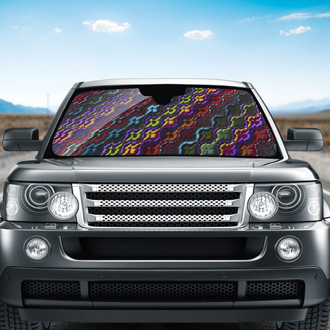 Image of Dark Multicolored Mosaic Design Pattern Auto Sun Shades