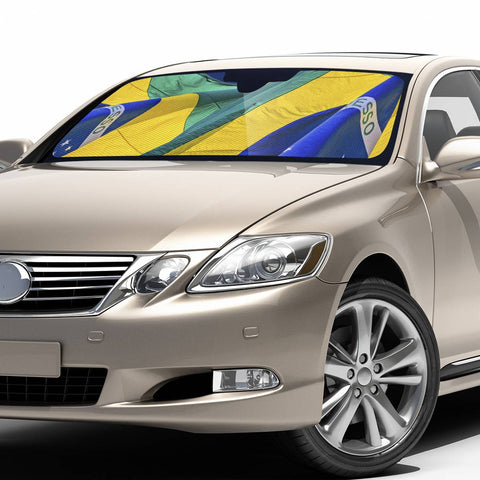 Image of Brazil Flags Waving Pattern Auto Sun Shades