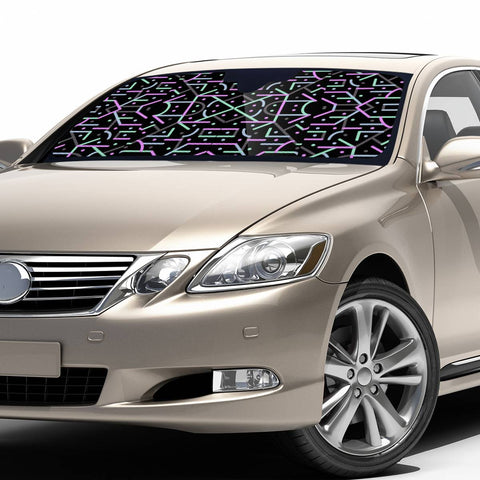 Image of Futuristic Linear Geometric Pattern Auto Sun Shades