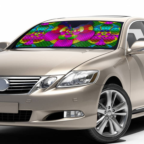 Image of Flowers Will Give Power Ornate Pop-Art Auto Sun Shades