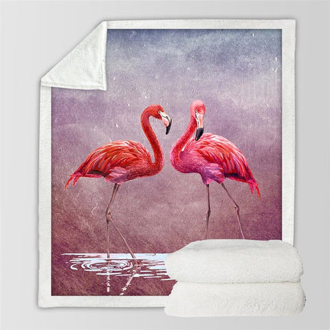 Image of Beautiful Flamingos Cozy Soft Sherpa Blanket