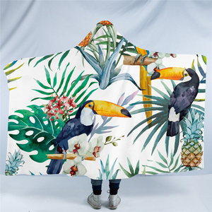 Tropical Themed Tucans Hooded Blanket