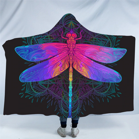 Image of Infrared Dragonfly Hooded Blanket