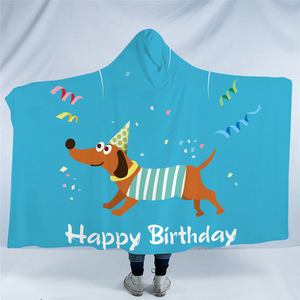 Happy Birthday Dachshund Hooded Blanket