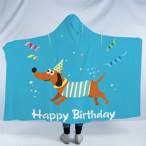 Image of Happy Birthday Dachshund Hooded Blanket