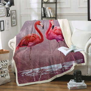 Beautiful Flamingos Cozy Soft Sherpa Blanket