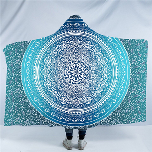 Teal Aura Mandala Hooded Blanket