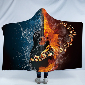 Elemental Contrast Black Rock Guitar Hooded Blanket