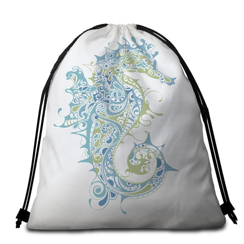 Image of The Original  Sugar Seahorse Round Towel Set - Beddingify