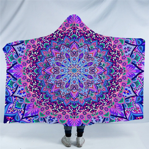 Hypnotizing Purplish Aura Mandala Hooded Blanket