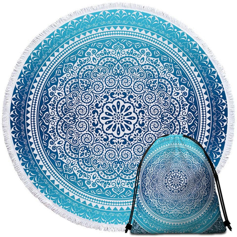 Image of Mandala Blues Round Towel Set - Beddingify