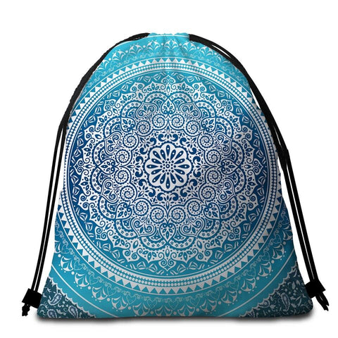 Image of Mandala Blues Round Towel Set - Beddingify