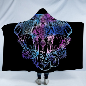 Purplish Elephant Hindu Pattern STR017471016 Hooded Blanket