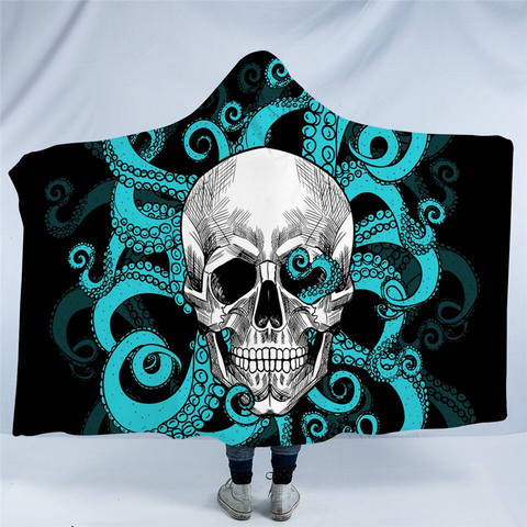 Image of Skull On Kraken Hooded Blanket
