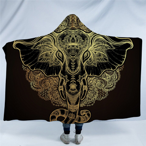 Holly Elephatn Black Hooded Blanket