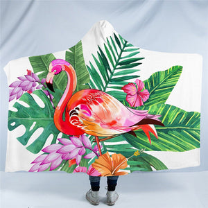 Tropical Flamingo Hooded Blanket