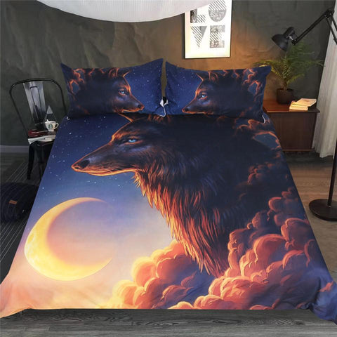 Image of Wolf And The Moon by JoJoesArt Comforter Set - Beddingify