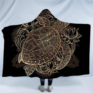 Golden Lined Turtle Hooded Blanket