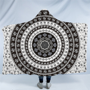 Mandala Ancient Drum Pattern Hooded Blanket