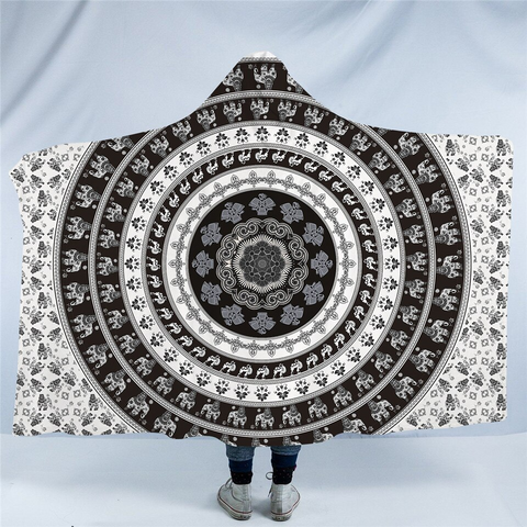 Image of Mandala Ancient Drum Pattern Hooded Blanket
