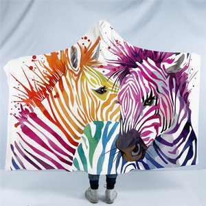Watercolor Zebras Hooded Blanket