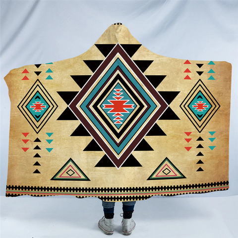 Image of Aztec Pattern Hooded Blanket