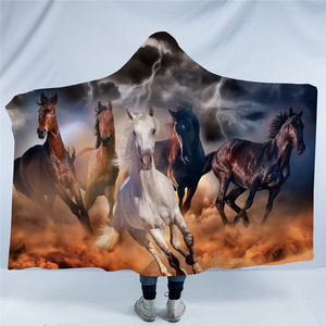 3D Thunder Horses Hooded Blanket