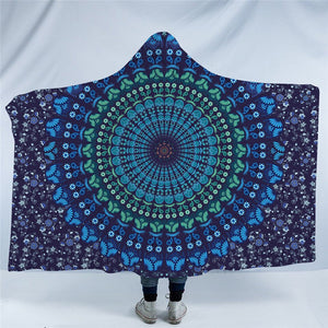 Concentric Mandala Motif Hooded Blanket