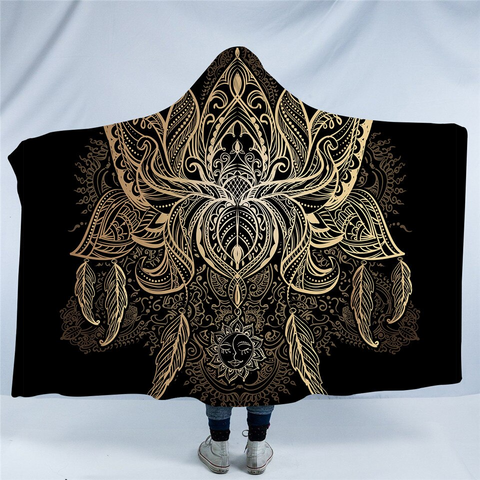 Image of Holy Lotus Black STR017511016 Hooded Blanket