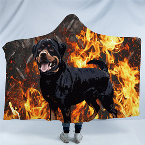 Bulldog Flaming Themed Hooded Blanket