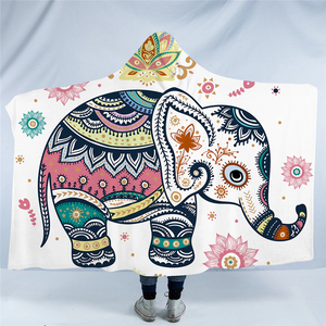 Cartoon Elephant Hooded Blanket