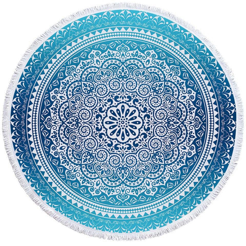 Image of Mandala Blues Round Towel Set - Beddingify