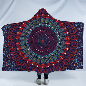 Mandala Concentric Dark Hooded Blanket