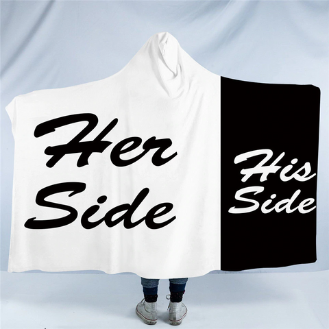 Image of Her Side His Side 70:30 Hooded Blanket