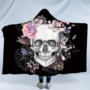 Skull On Roses Hooded Blanket