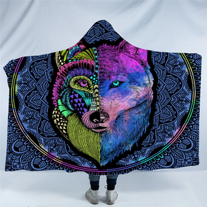 Pixie Contrast Wolf Hooded Blanket