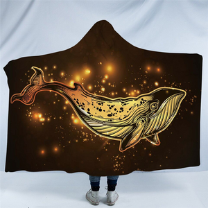 Blue Whale Sparkles Hooded Blanket