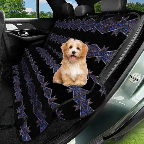 Image of Dark Ornate Nouveau Striped Print Pet Seat Covers