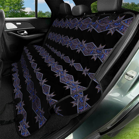 Image of Dark Ornate Nouveau Striped Print Pet Seat Covers