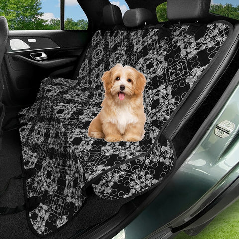 Image of Black And White Checked Ornate Pattern Pet Seat Covers