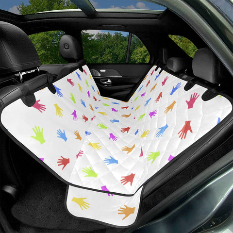 Image of Multicolored Hands Silhouette Motif Design Pet Seat Covers