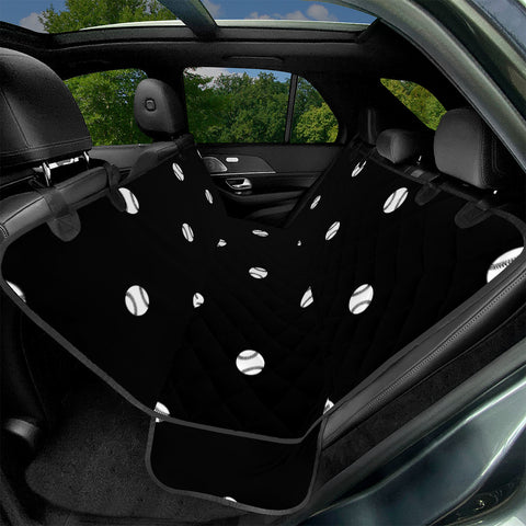 Image of Black And White Baseball Motif Pattern Pet Seat Covers