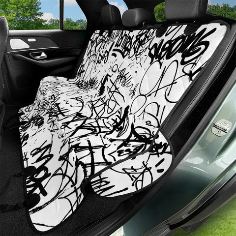 Image of Black And White Graffiti Abstract Collage Print Pattern Pet Seat Covers