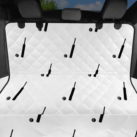 Image of Black And White Cricket Sport Motif Print Pattern Pet Seat Covers