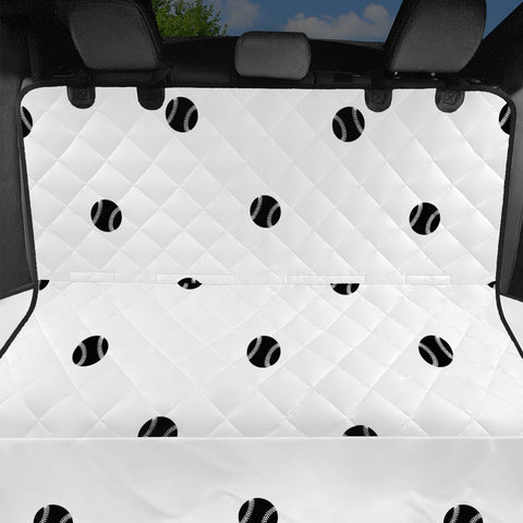 Image of Black And White Baseball Print Pattern Pet Seat Covers