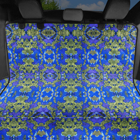 Image of Gold And Blue Fancy Ornate Pattern Pet Seat Covers